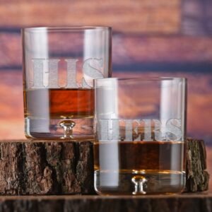 Fivetownsgift His & Hers Engraved Whiskey & Scotch Glass Set