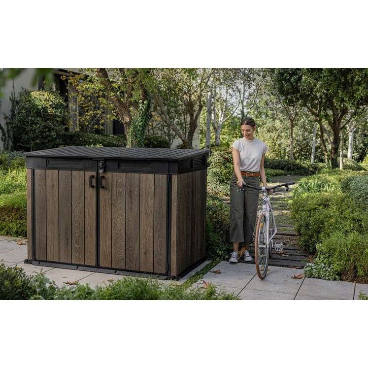 Keter 6′ x 3′ Walnut Signature Horizontal Plastic Shed – Walnut Woodlook - Image 4