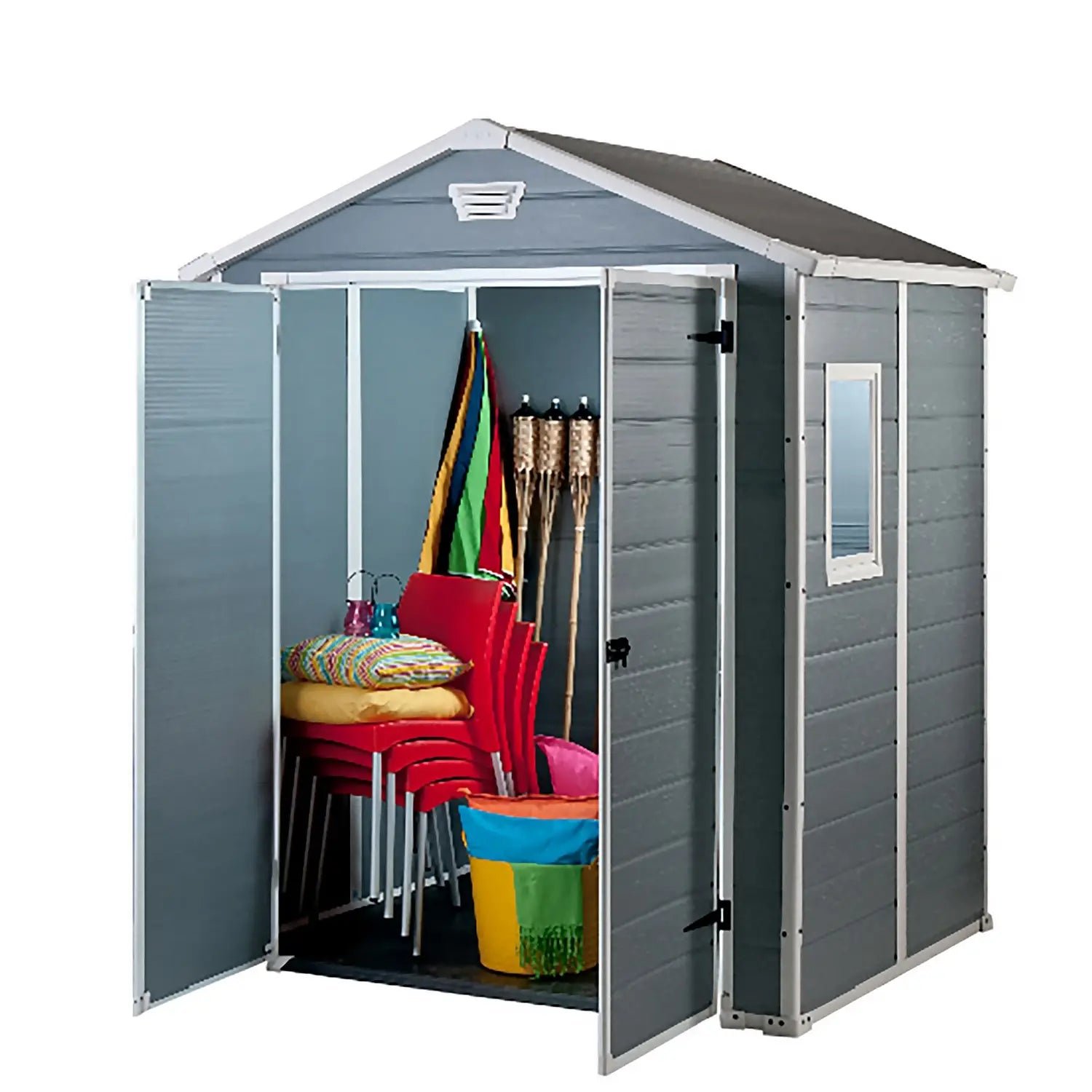 Keter 6′ x 5′ Manor Plastic Garden Storage Shed – Grey - Image 5