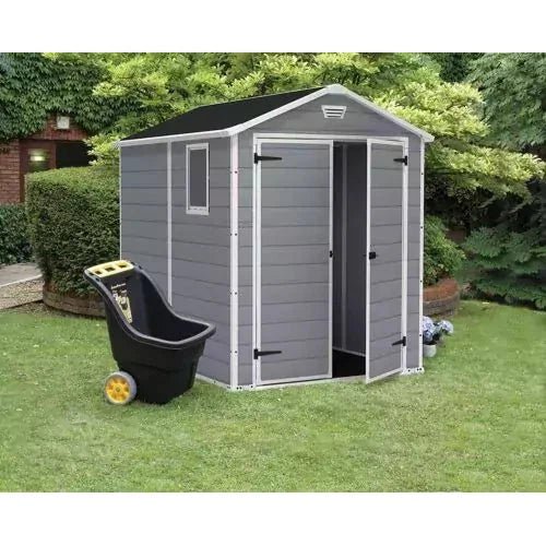 Keter 6′ x 8′ Manor Plastic Garden Storage Shed – Grey - Image 2