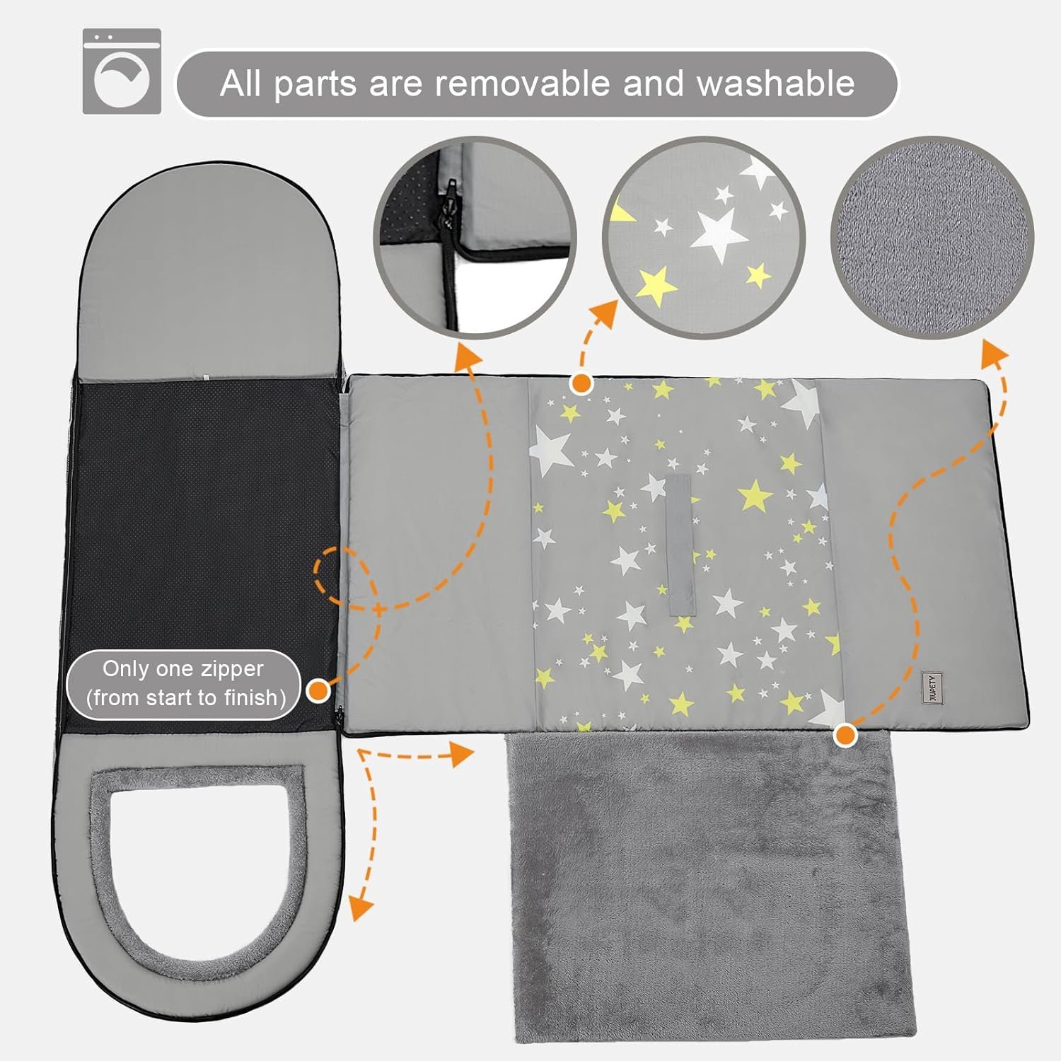 Jiupety Dog House Cozy, 2 in 1 Small Dog House, L Size for Small Medium Dog, Grey - Image 2