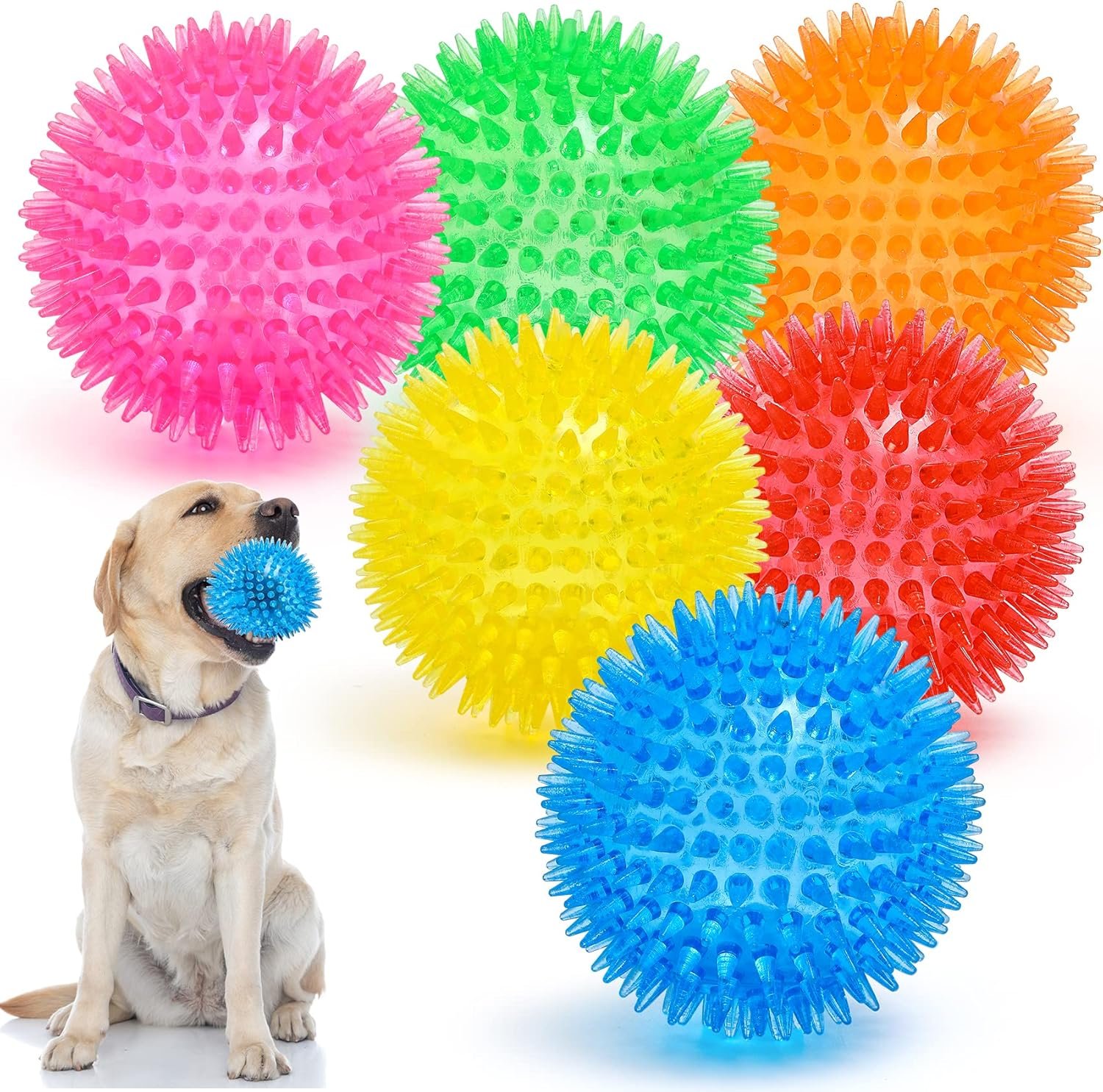 Puppy Chew Toys Six Balls for Teething, BPA Free Non-Toxic (6 Colors)