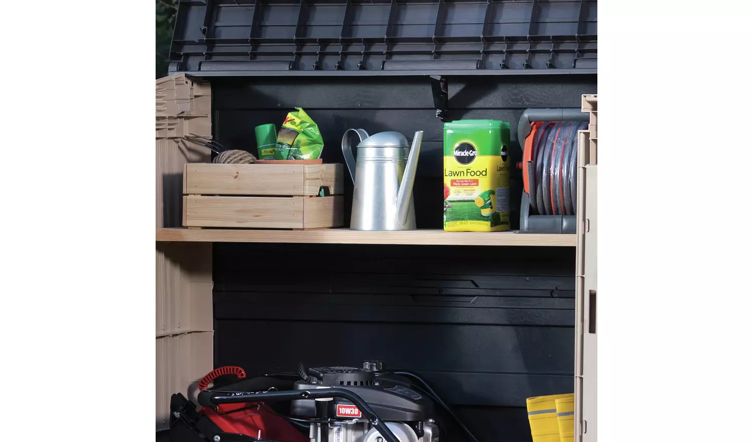 Keter Store It Out Midi Beige & brown Wood effect Plastic Garden storage box 880L - Image 11