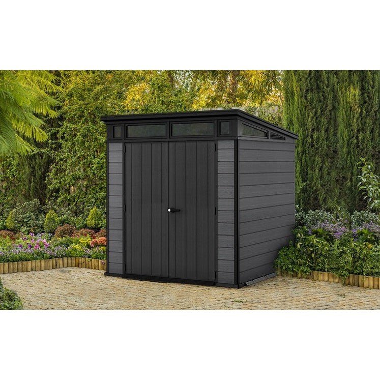 Keter 7’x 7′ Cortina Heavy Duty Plastic Pent Shed – Dark Grey - Image 3