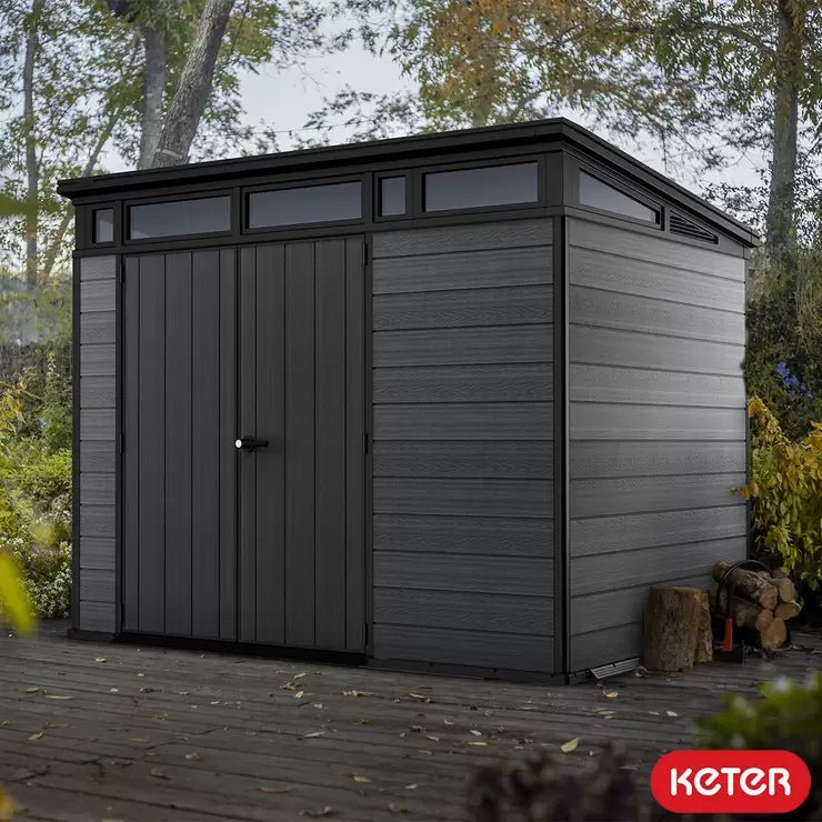 Keter 9’x 7′ Cortina Heavy Duty Plastic Pent Shed – Dark Grey - Image 6