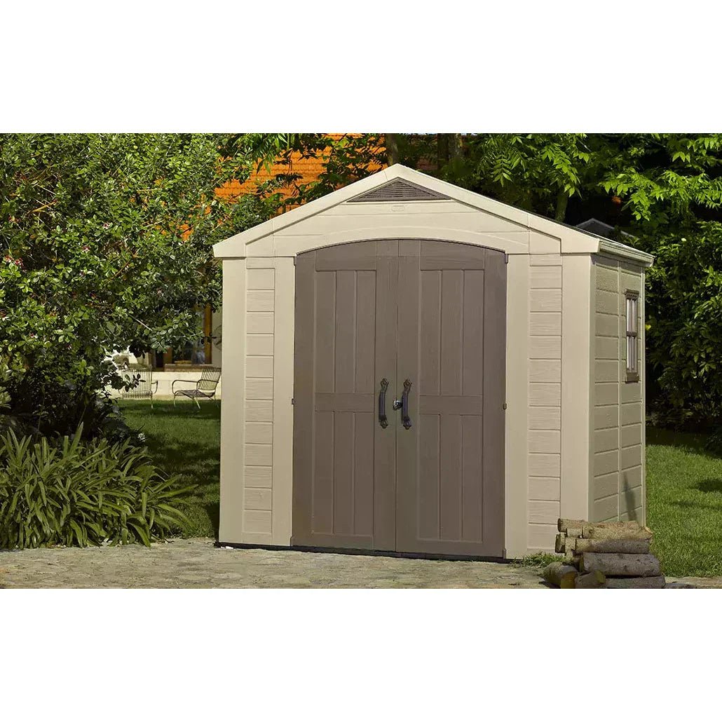 Keter 8’x6′ Factor Heavy Duty Plastic Garden Shed – Beige - Image 3