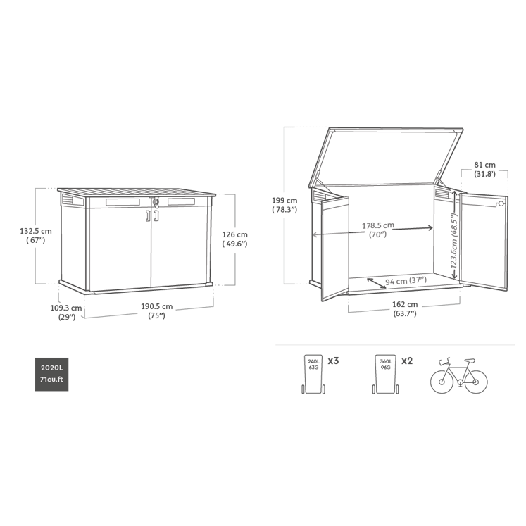 Keter 6′ x 3′ Walnut Signature Horizontal Plastic Shed – Walnut Woodlook - Image 7