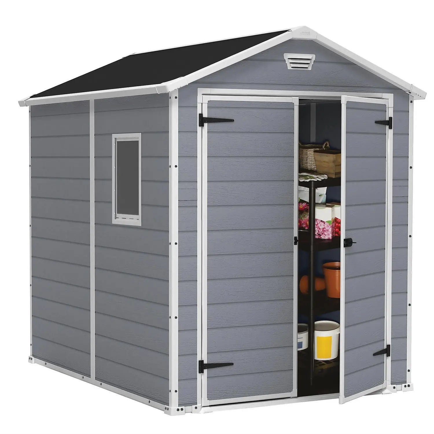 Keter 6′ x 8′ Manor Plastic Garden Storage Shed – Grey - Image 5