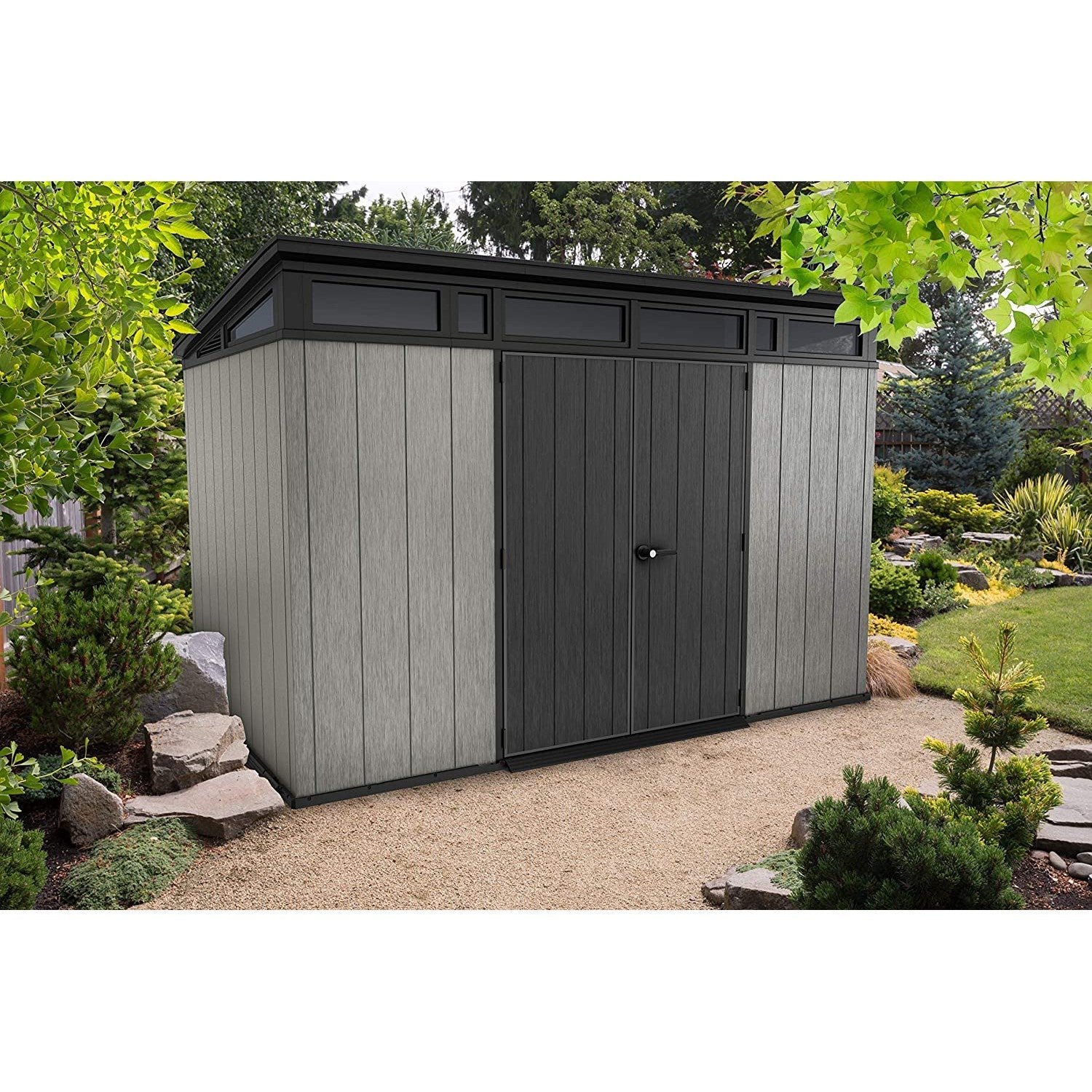 Keter 11’x 7′ Artisan Heavy Duty Plastic Pent Shed – Grey - Image 9