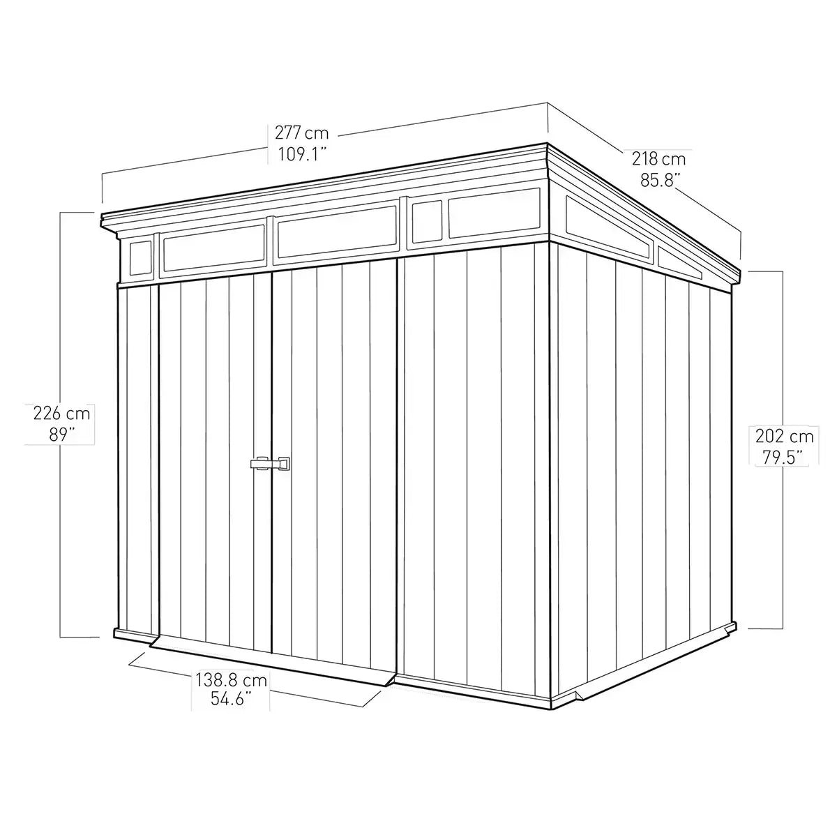 Keter 9’x 7′ Artisan Heavy Duty Plastic Pent Shed – Grey - Image 6