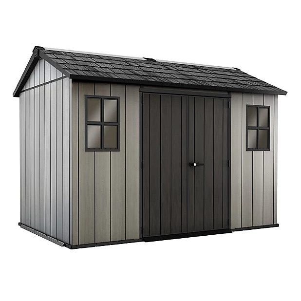 Keter 11’x 7.5′ Oakland Heavy Duty Plastic Shed – Grey Single Entrance