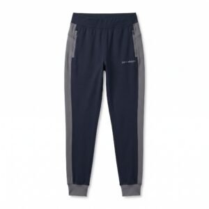 Zain Trading Inc Women's Performance Track Pants – Navy Blue Athletic Joggers with Grey Side Stripe & Zipper Pockets