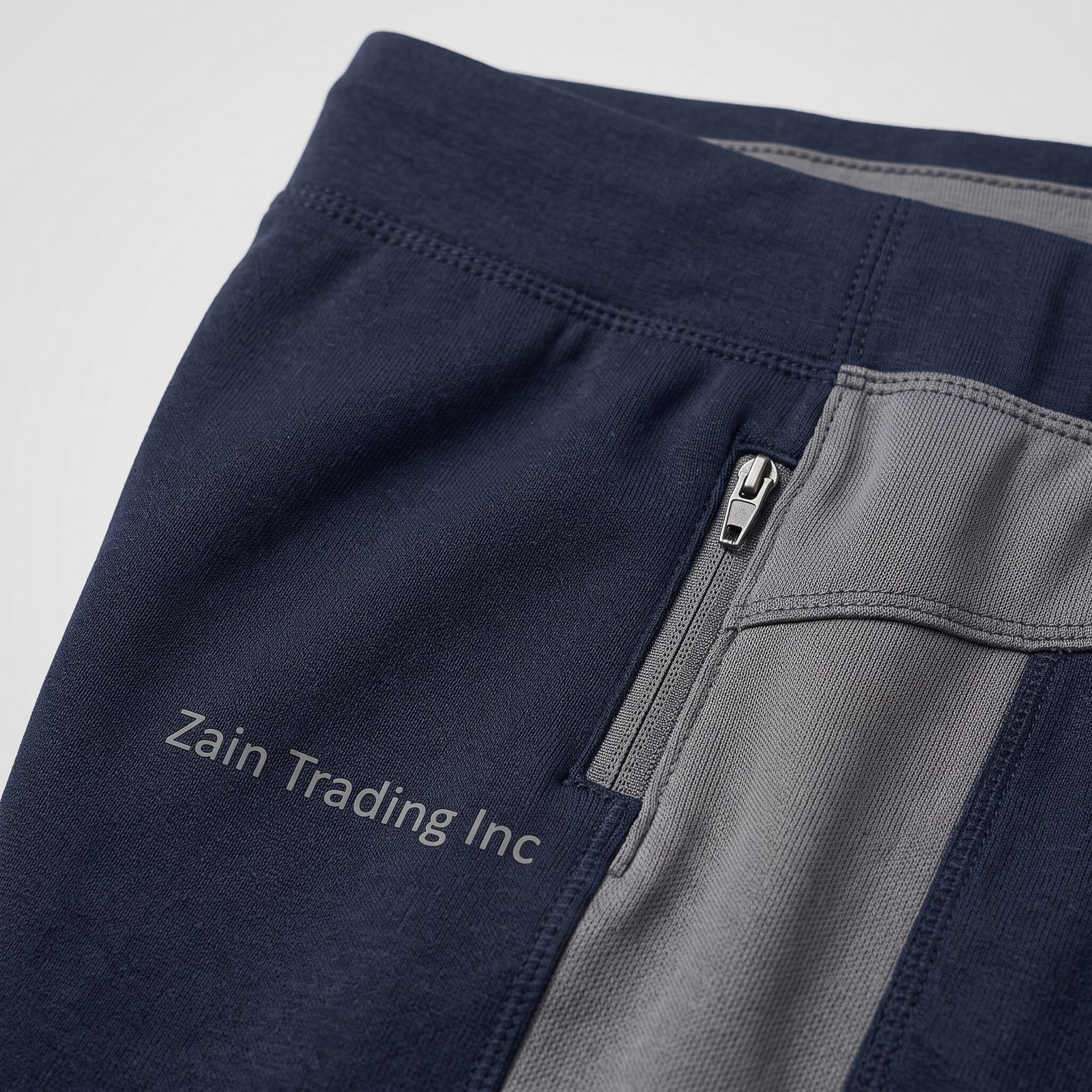Zain Trading Inc Women's Performance Track Pants – Navy Blue Athletic Joggers with Grey Side Stripe & Zipper Pockets - Image 3