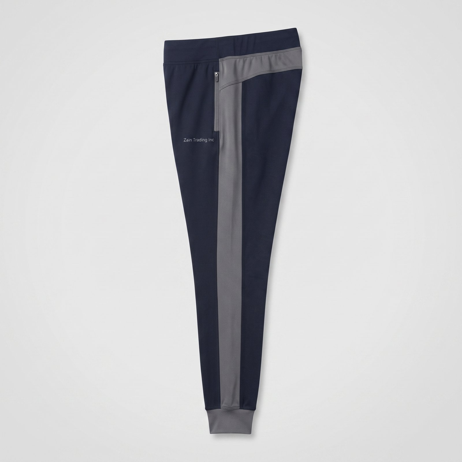 Zain Trading Inc Women's Performance Track Pants – Navy Blue Athletic Joggers with Grey Side Stripe & Zipper Pockets - Image 2